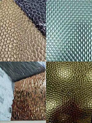 装飾用、両面PVCフィルム付き、厚さ0.85mmのカラーコーティングエンボスステンレス鋼板