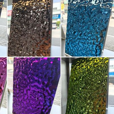 304ステンレス鋼 0.65mm 厚さ シルバー ミラー 仕上げ 水 波紋 スタンプ PVD コーティング ステンレス鋼板