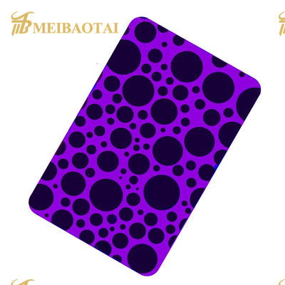 お買い得 PVD紫色エッチングステンレス鋼シート、70ミクロンPVCフィルム、厚さ1.15mm オンライン