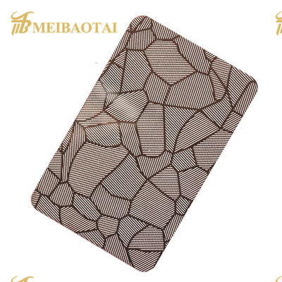 ローズゴールドブラックミラーエッチングステンレス鋼シート304グレード1.15mm厚さ1219x3048mm