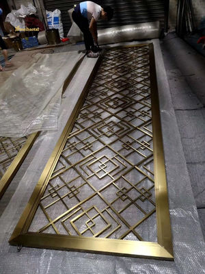 お買い得 304 シャンパン ミラー ステンレス スチール ルーム ディバイダー ホテルの装飾 オンライン